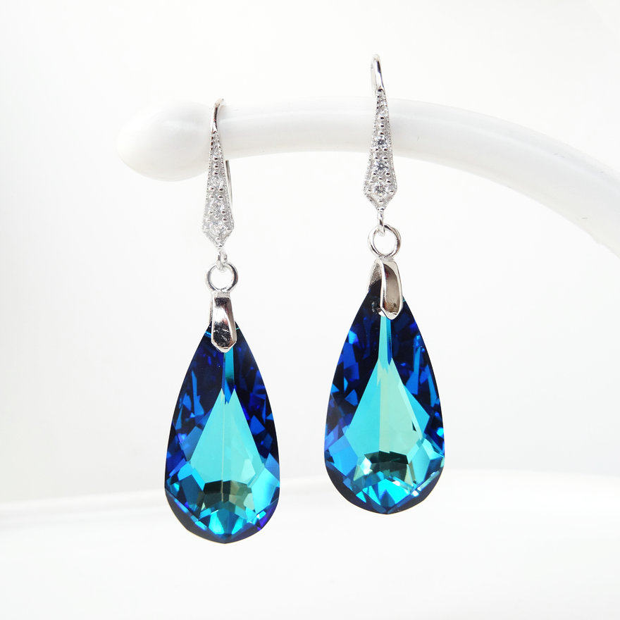 宝蓝色水晶耳坠女气质百搭S925银耳环韩版时尚耳饰送女友生日礼物,饰品/流行首饰/时尚饰品新,耳环,淘宝优惠券,粉丝福利购,淘宝优惠卷