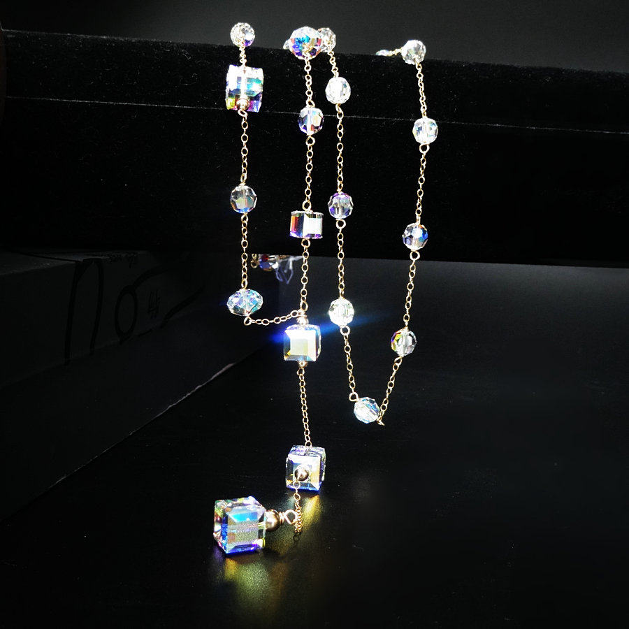 正品奥地利水晶线毛衣链女长款项链挂件配饰品情人节礼物送女友