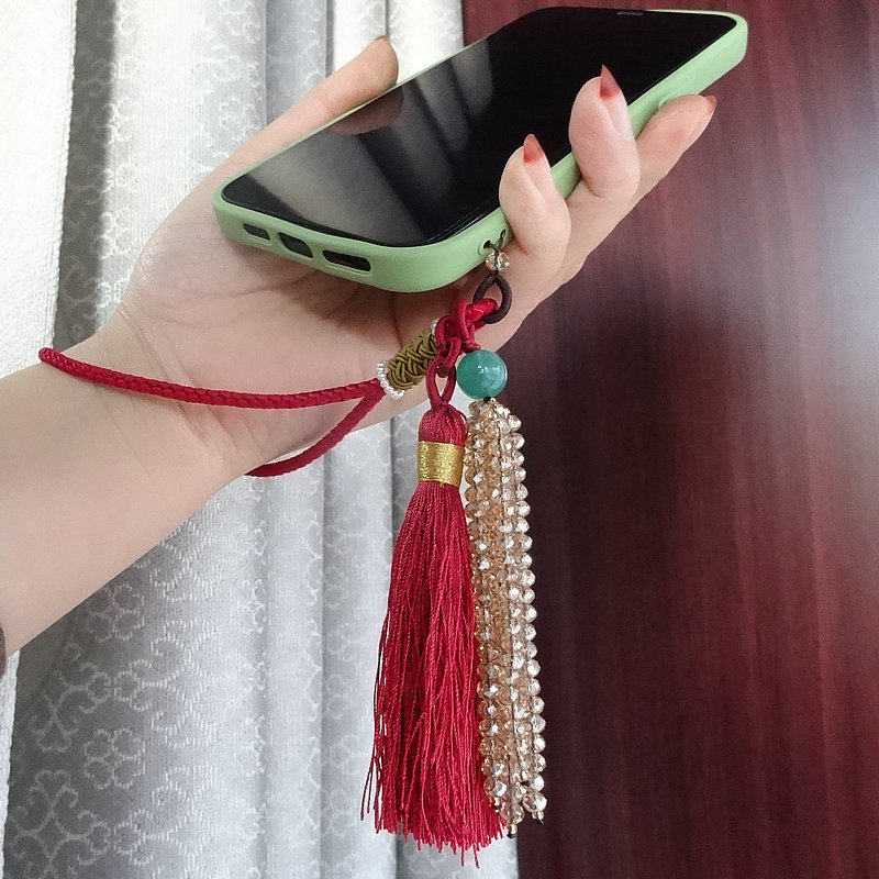 手机链挂坠水晶钥匙扣挂件高档流苏挂饰中国结穗子手机壳U盘饰品,3C数码配件,手机挂件/手机链,淘宝优惠券,粉丝福利购,淘宝优惠卷