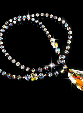 原创超闪水晶长款高贵风毛衣链