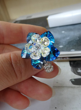 奥地利甜美风闪钻森系节日戒指