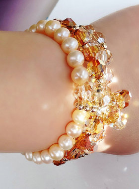 嫣然多层珍珠情人节礼物手链手镯