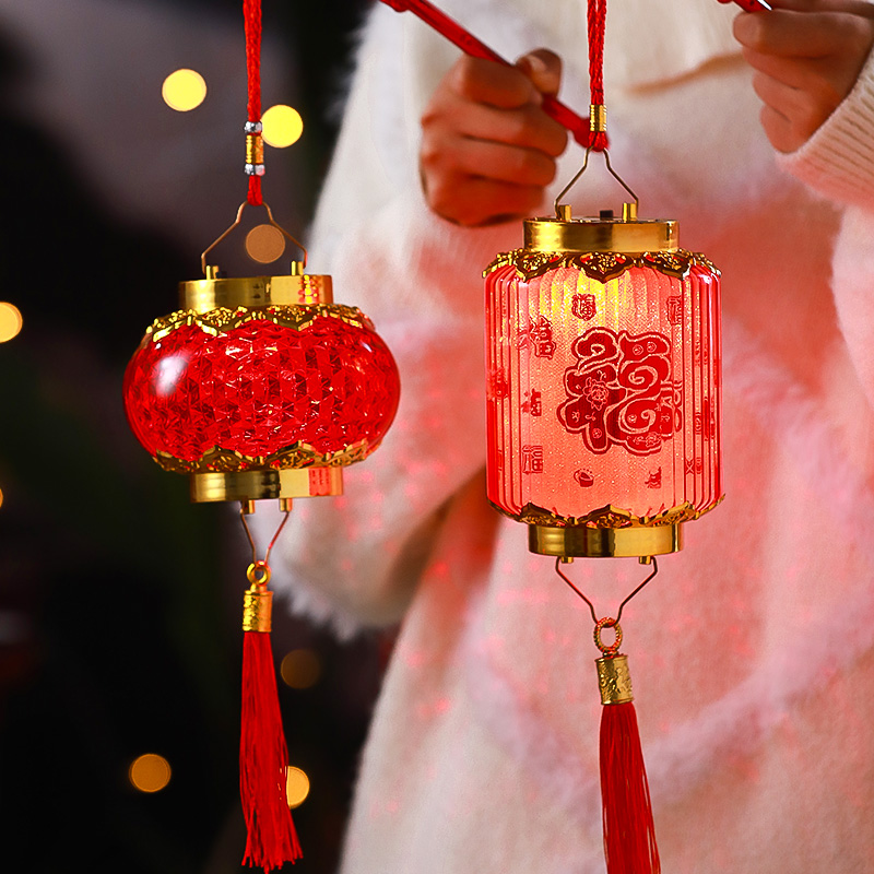 元宵春节手提小灯笼2024新款中国风龙年新年发光儿童投影过年装饰