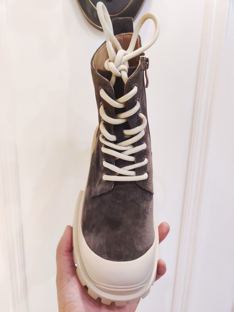 三品堂新品23秋冬女鞋新款圆头厚底磨砂牛皮马丁靴系带短靴女靴子