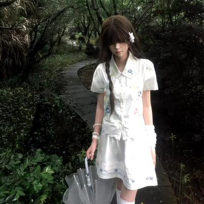 娃娃领衬衫女夏季穿搭套