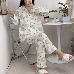 睡衣女春秋季 长袖 2025新款 莱赛尔棉绸开衫 长裤 休闲可外穿家居套装