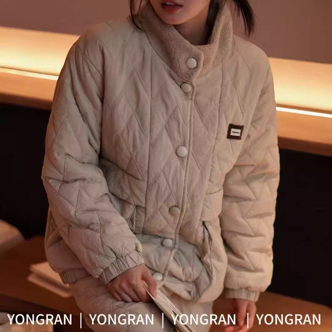 雍然加绒加厚女秋冬夹棉睡衣YONGRAN实体店长袖长裤保暖家居服女