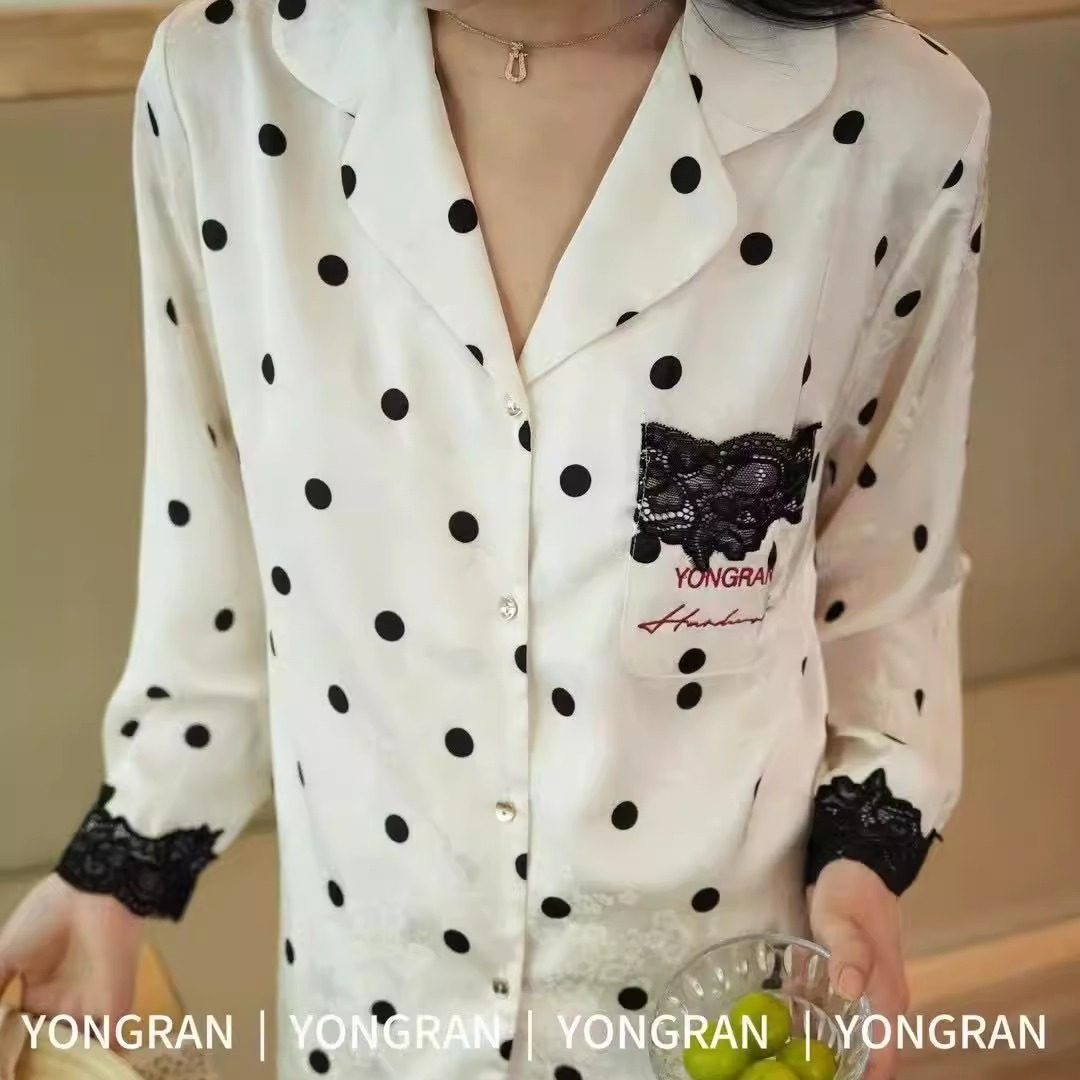 实体店•雍然高级感小香风波点黑睡衣/家居服套装