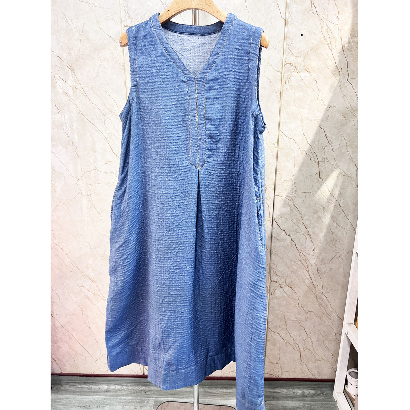 日系棉花糖三重纱牛仔纱女士无袖睡裙家居服睡衣夏季连衣裙可外穿