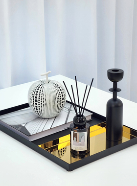 简约现代轻奢金属托盘茶几摆件