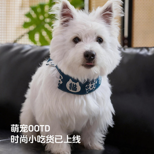 西高地金毛口水巾猫咪围脖宠物拍照高级感颈饰领带生日装扮小项圈