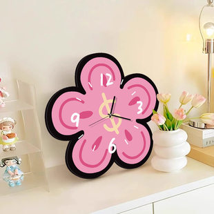 家用桌面时钟摆件创意花卉钟表摆放式电视柜床头卧室柜子装饰坐钟