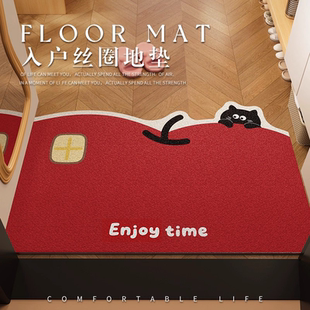 新款红色高级感异形入户内门口地垫家用免洗可擦地毯玄关轻奢脚垫