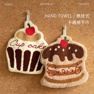 厨房擦手巾可爱挂式 吸水加厚卫生间卡通擦手帕毛巾洗手小方巾抹布