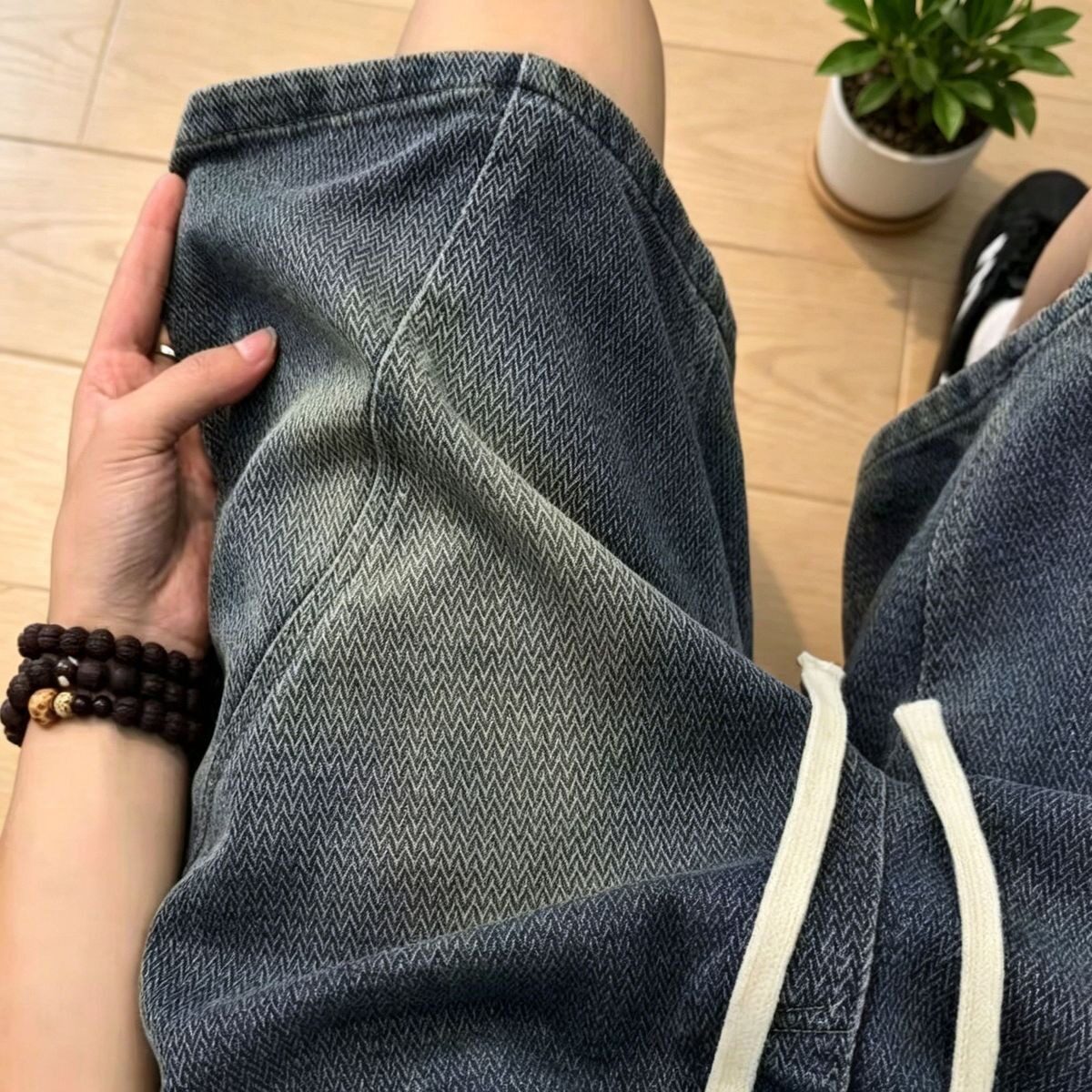 星空纹牛仔短裤男夏季薄款潮牌美式高街中裤直筒宽松五分裤子男款