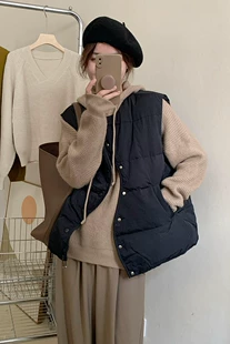 羽绒马甲背心女冬季 外穿2022年韩系ins白鸭绒外套轻薄棉服坎肩潮