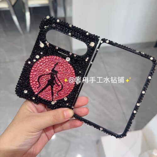 苹果18Duo华为puraxmax典藏版黑色美少女战士手机壳水钻purax