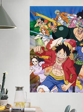 海贼王海报墙贴路飞索隆贴画高清竖版动漫自粘海报房间宿舍壁纸