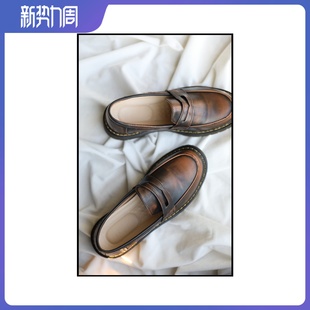 复古双色学院风乐福小鞋 SAM 几 做旧感女款 春夏 ANN 2024新品 and