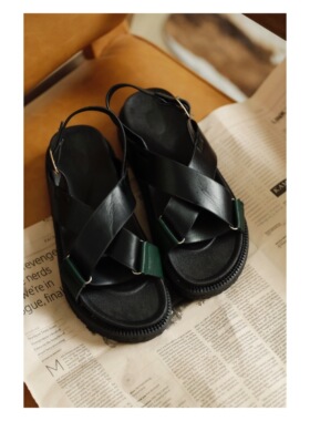 ANN and SAM  气质复古拼色凉鞋几 中性化chic 2024新品