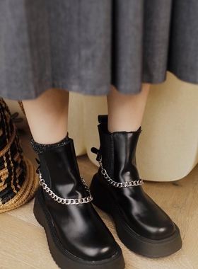 ANN and SAM 帅爆马丁靴骑士靴松糕增高加绒保暖秋冬短筒