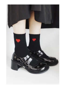 ANNandSAM原创小雏菊大头鞋玛丽珍黑色粗跟高跟鞋MM6凉鞋2024春夏