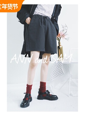 ANN and SAM 逆天长腿 夏天你必须要有的条纹短裤 2024新品春夏