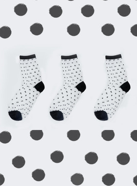 annandsam2024透明波点长袜子女中筒袜ins潮韩版日系街头复古纯棉