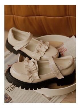 ANN and SAM 褶皱花边英伦风复古跟制服jk支付单鞋2025春夏新款