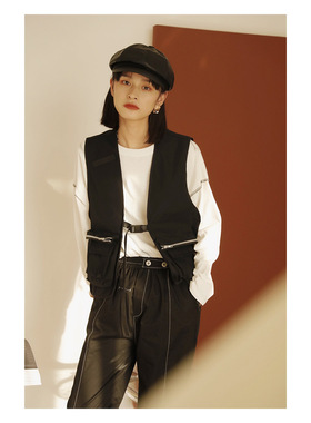 95折上新 ANN and SAM  机能工装帅气黑色坎肩 宽松背心 2025秋冬