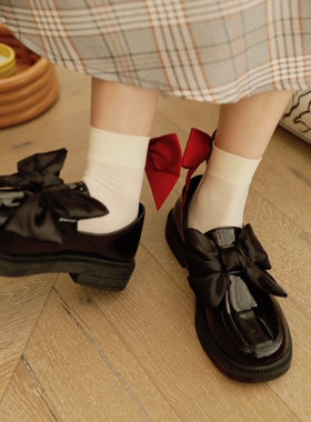 ANNandSAM 原创 甜美绸缎蝴蝶结俏皮乐福鞋2025新品