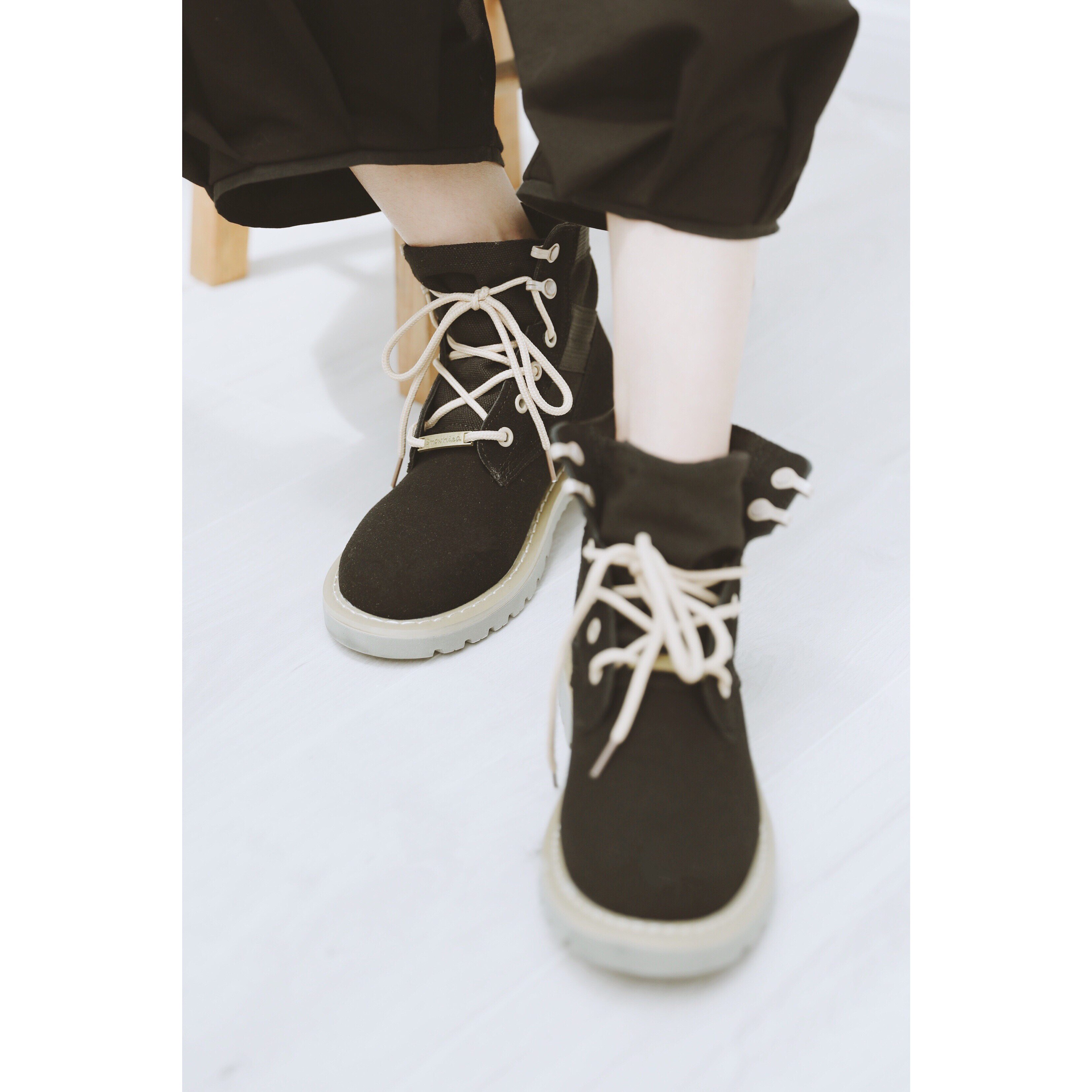 ANN AND SAM ORIGINAL HANDSOME BLACK UNI MAN HIGH TOP SHOES BOOTS 2024 NEW FALL WINTER WOMEN