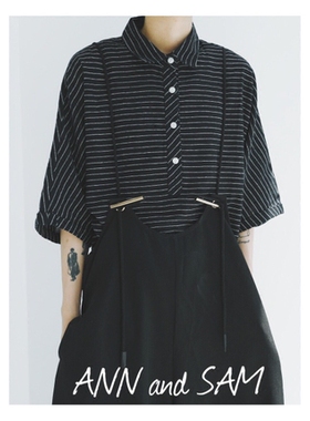 ANNandSAM夏日条纹控短袖T恤打卡清凉宽松滴2024新品原创设计