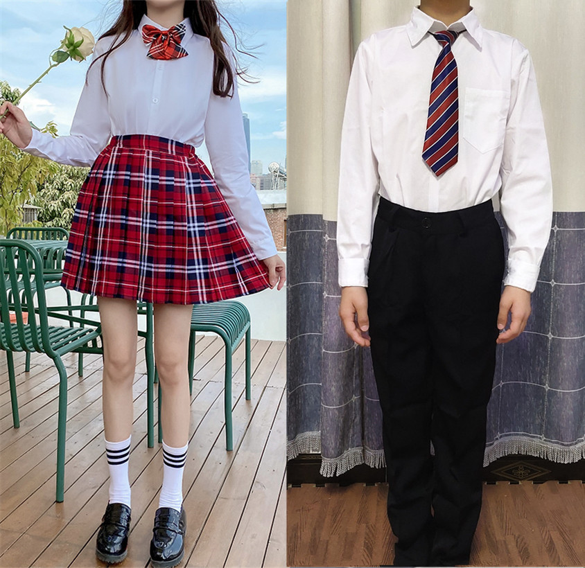 中小学生合唱团演出服衬衣红裙子