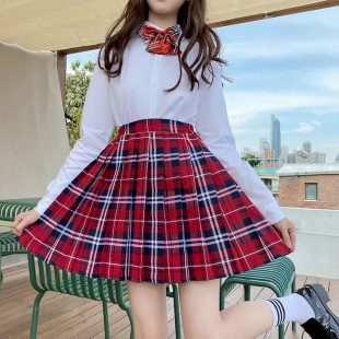 学院风演出服中小学生朗诵比赛服校园班服合唱服格子裙jk红色套装