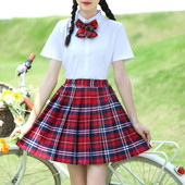 初中生合唱团诗歌朗诵比赛服装 学院风演出服校服白衬衫 格子裙套装