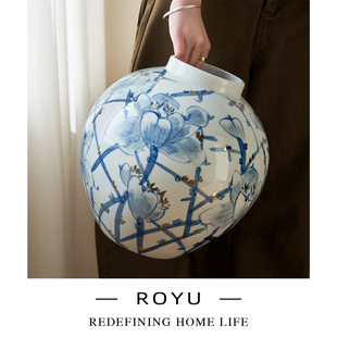 高级感陶瓷花瓶摆件客厅插花景德镇青花瓷鲜花水培超好看中式 花器