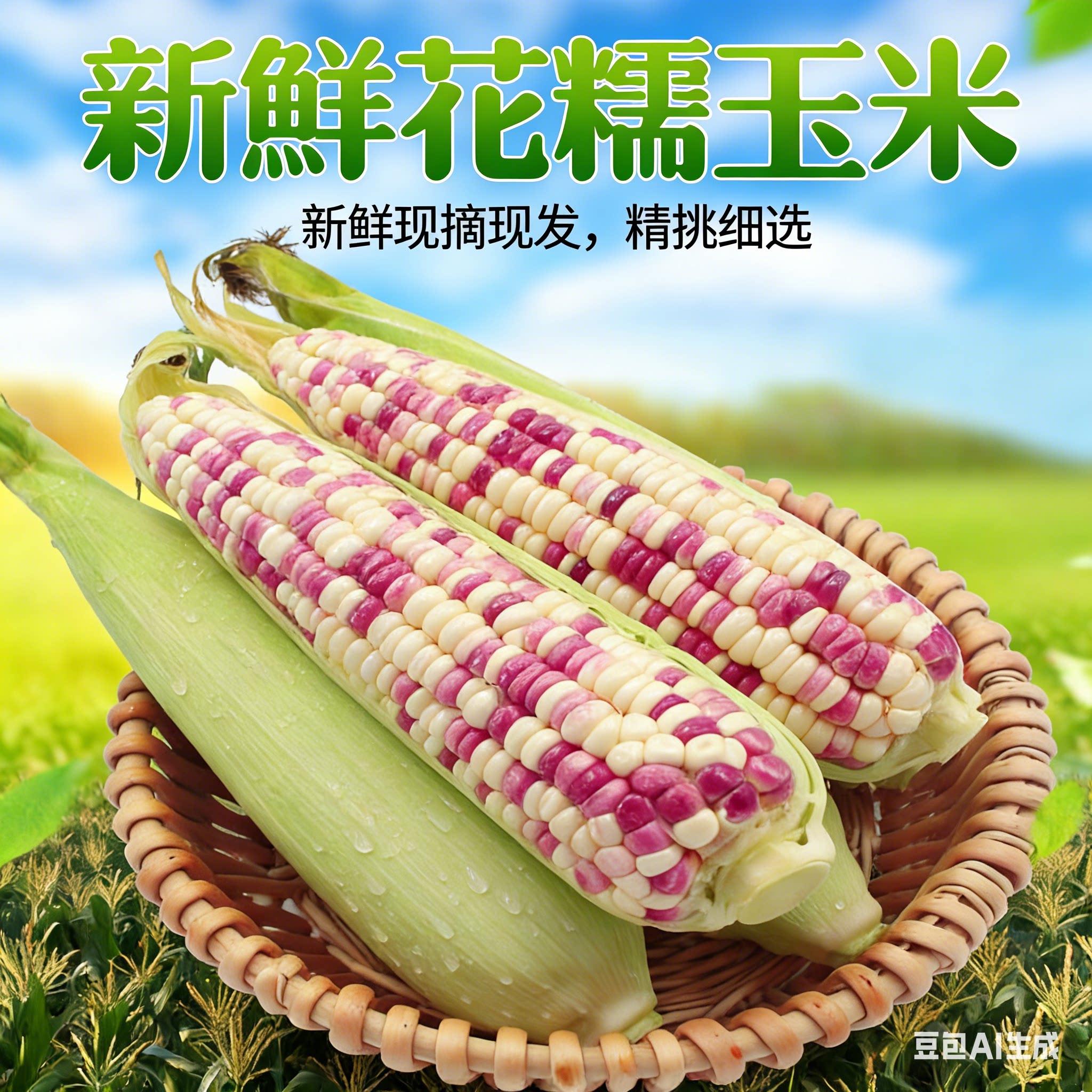 新鲜现摘花糯玉米5-9斤当季