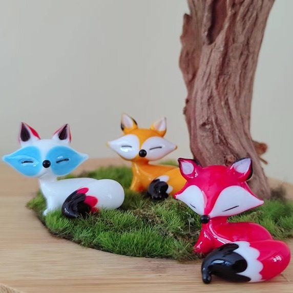 客厅装饰微景观迷你车载狐狸卡通