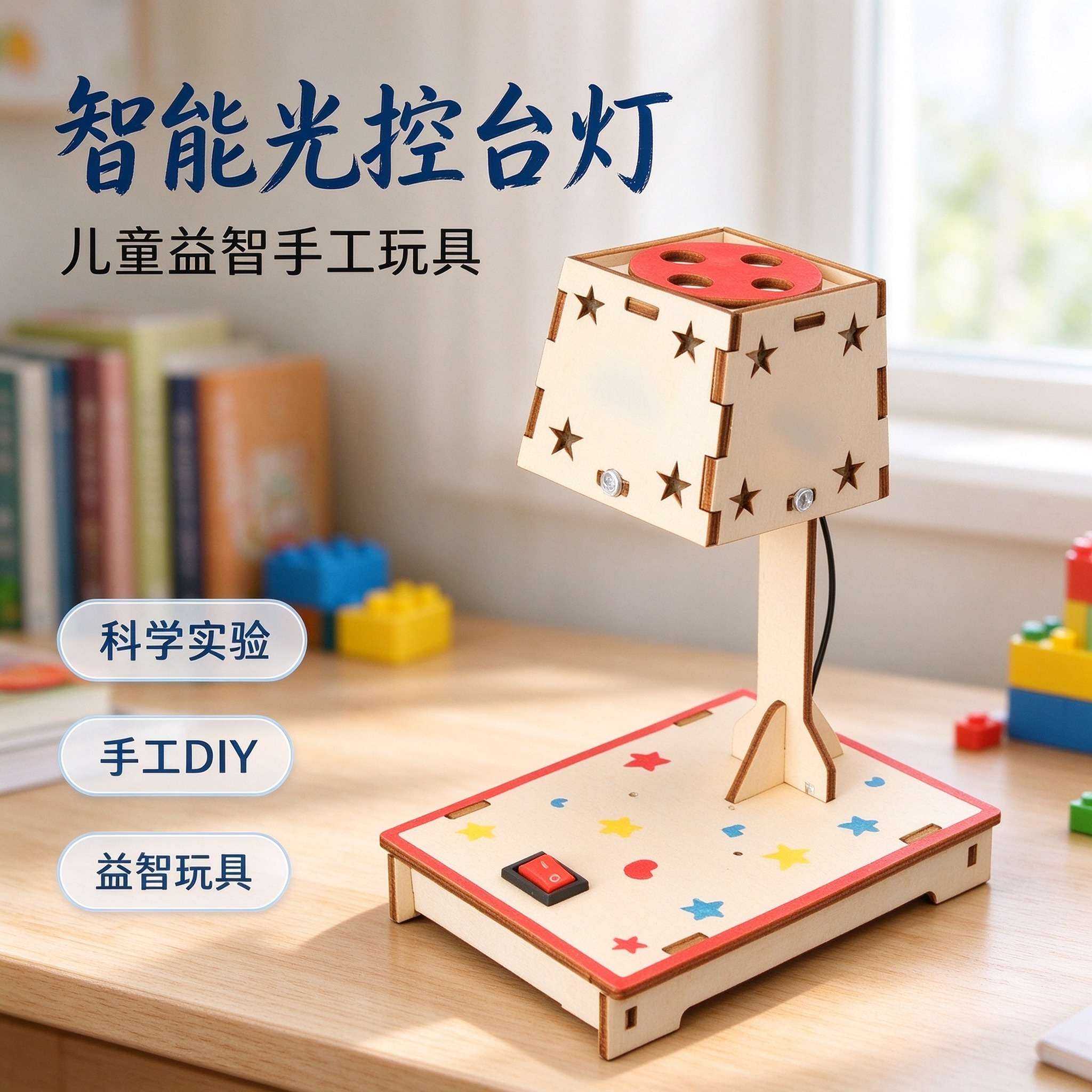 儿童手工拼装光控台灯DIY玩具
