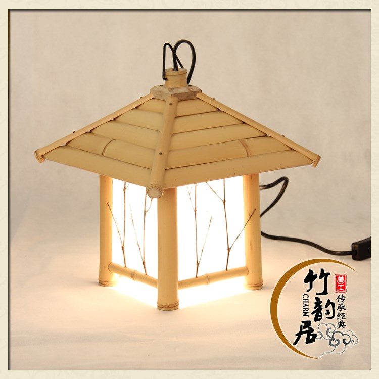 【温雅】田园台灯日本榻榻米和室灯书房卧室床头灯 竹质灯具