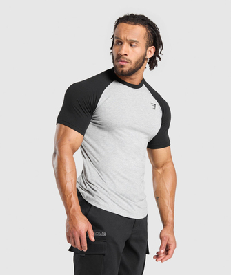 正品现货 Gymshark raglan 紧身弹力修身插肩袖棉感短袖t恤