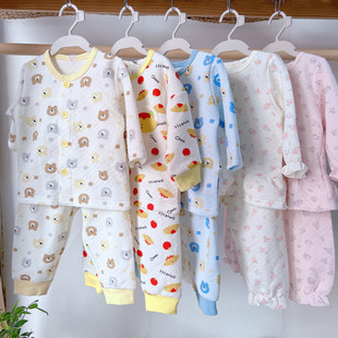 日单80-100小童薄棉秋冬加厚保暖长裤宝宝空气棉长袖上衣+护肚裤