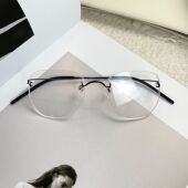 丹麦大牌设计师款 式 眼镜框架2375无框无螺丝钛圆框显脸小女近视