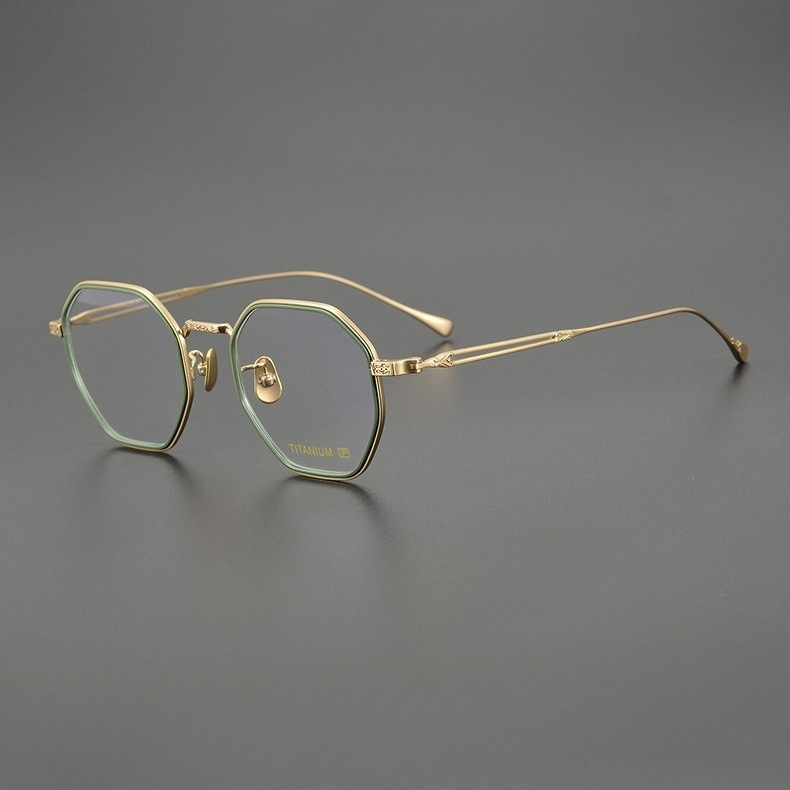 Taylor同款With Respect超轻纯钛雕花高度数近视眼镜框架E-080