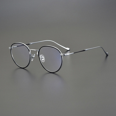 松田同款光弘手工设计师纯钛圆框M-3058男女可配近视眼镜框架