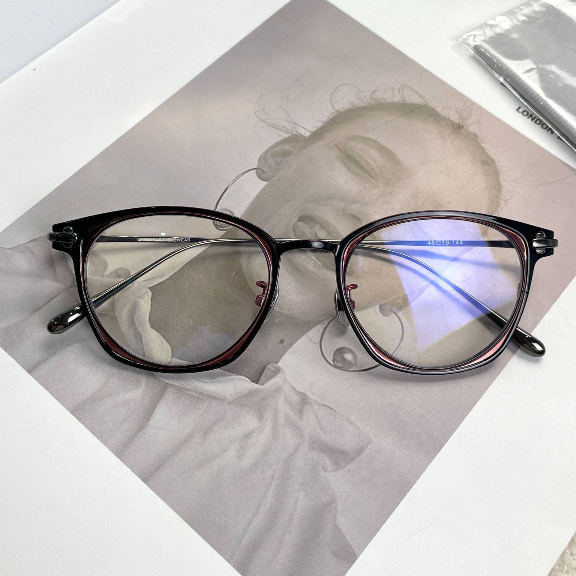 德国沃尔夫同冈款jux双色纯钛女士眼镜架近视BYWP眼镜框可配镜片