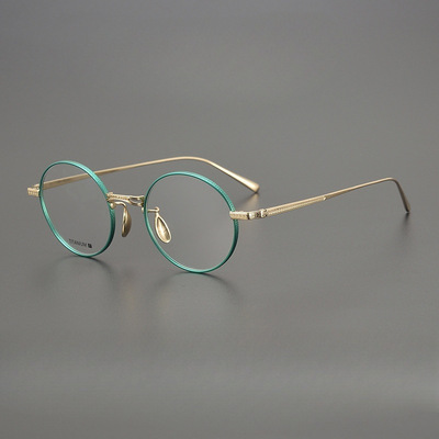 奢侈日系内藤熊八作同款纯钛椭框N-049男女士近视眼镜框架