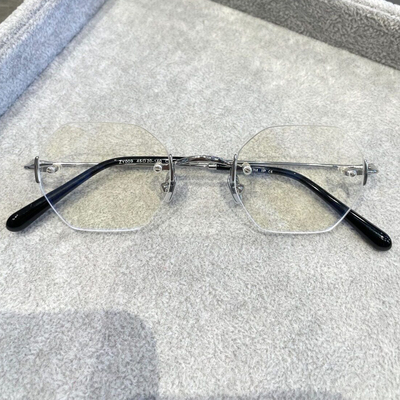 山本耀司同款纯钛多边形无边框眼镜架ZY009男女配老花远视镜片