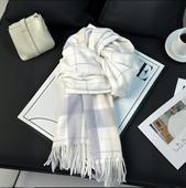 浅色格子围巾女冬季 高级感2025新款 加厚保暖围脖百搭情侣学生礼物
